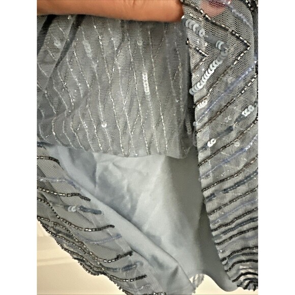 Lauren Ralph Lauren Women's Beaded Mesh Halter PartyCocktail Dress Light Blue 12 - Picture 10 of 13